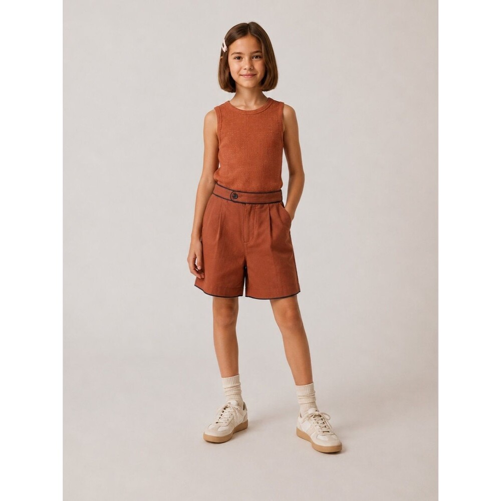The Sunday Collective Shorts Rust Orange Pockets Cotton Sz 10-11 y NWT